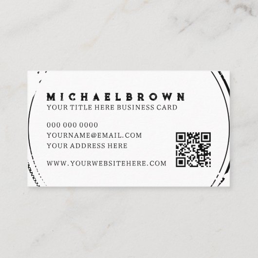 Carte De Visite Code QR simple de poulet blanc noir (Dos)