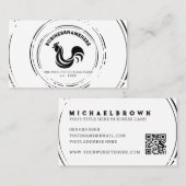 Carte De Visite Code QR simple de poulet blanc noir (Devant / Derrière)