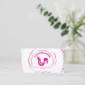 Carte De Visite Code QR simple de poulet blanc rose (Debout devant)