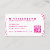 Carte De Visite Code QR simple de poulet blanc rose (Dos)