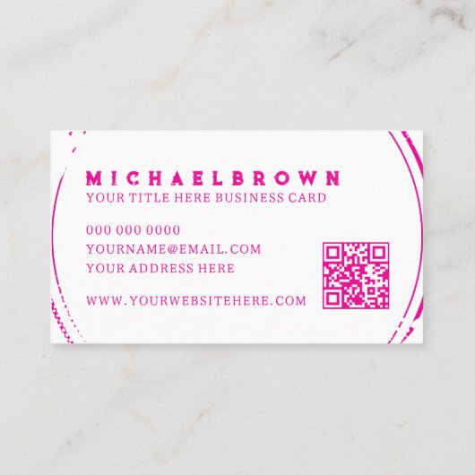 Carte De Visite Code QR simple de poulet blanc rose (Dos)