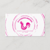 Carte De Visite Code QR simple de poulet blanc rose (Devant)