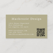 Carte De Visite Code QR Simple Élégant Professionnel Vert Sauge (Dos)