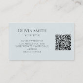 Carte De Visite Code QR Simple Élégant Ruban Bleu (Dos)