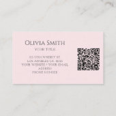 Carte De Visite Code QR Simple Élégant Ruban Rose (Dos)