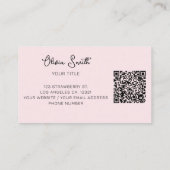 Carte De Visite Code QR Simple Élégant Typographie Ruban Rose (Dos)
