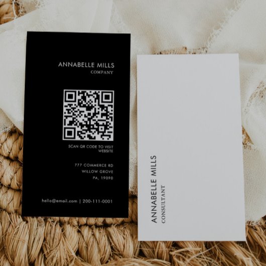 Carte De Visite Code Qr simple et minimaliste vertical consultant