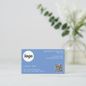 Carte De Visite Code QR simple logo et texte bleu (Debout devant)