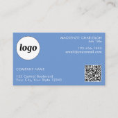 Carte De Visite Code QR simple logo et texte bleu (Devant)