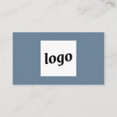 Carte De Visite Code QR simple logo et texte Bleu gris poussiéreux (Dos)