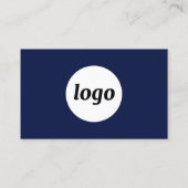 Carte De Visite Code QR simple logo et texte bleu marine (Dos)