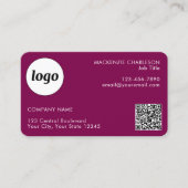 Carte De Visite Code QR simple logo et texte Magenta Rose (Devant)