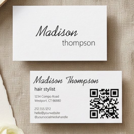 Carte De Visite Code QR Simple Minimal Moderne Professionnel