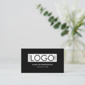 Carte De Visite Code QR Simple Minimal Noir Moderne Logo d'entrepr (Debout devant)