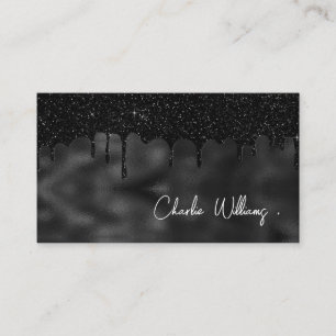 Carte De Visite Code QR Simple Minimaliste Noir Pailleté qui Dégou