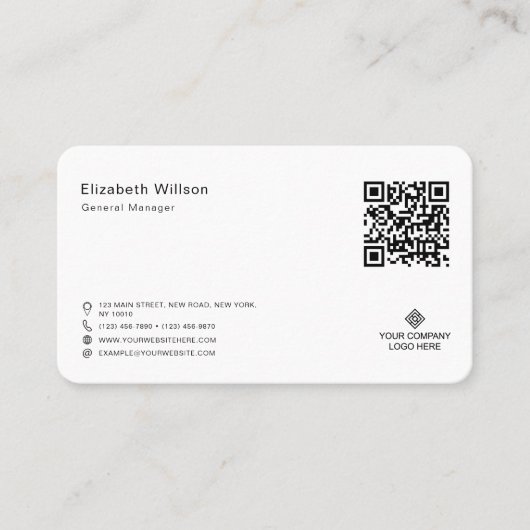 Carte De Visite Code QR simple minimum professionnel logo professi (Devant)