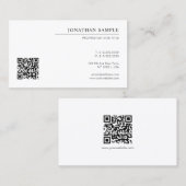 Carte De Visite Code QR simple Modèle moderne et élégant personnal (Devant / Derrière)