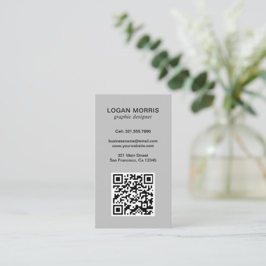 Carte De Visite Code QR simple moderne (Debout devant)
