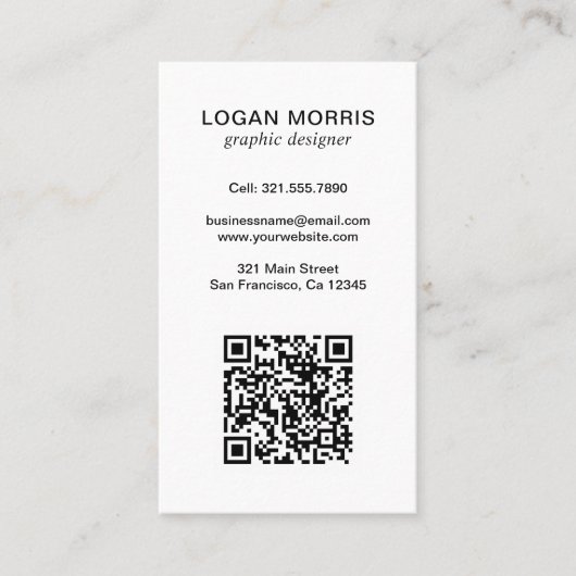 Carte De Visite Code QR simple moderne (Devant)