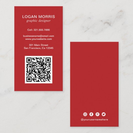 Carte De Visite Code QR simple moderne (Devant / Derrière)