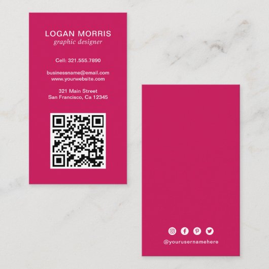Carte De Visite Code QR simple moderne (Devant / Derrière)