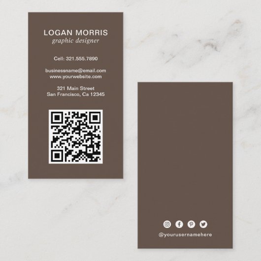 Carte De Visite Code QR simple moderne (Devant / Derrière)