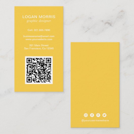 Carte De Visite Code QR simple moderne (Devant / Derrière)