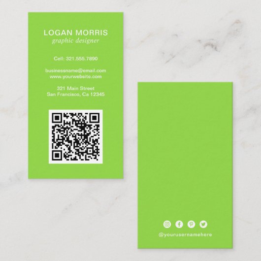 Carte De Visite Code QR simple moderne (Devant / Derrière)