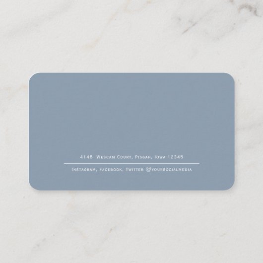 Carte De Visite Code QR Simple moderne Dusty Blue Professional (Dos)