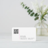 Carte De Visite Code QR Simple moderne Hot Pink Professional (Debout devant)