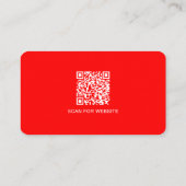 Carte De Visite Code QR simple moderne minimal rouge blanc (Dos)