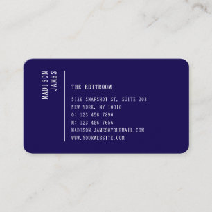 Carte De Visite Code QR Simple Moderne Minimaliste Bleu Foncé