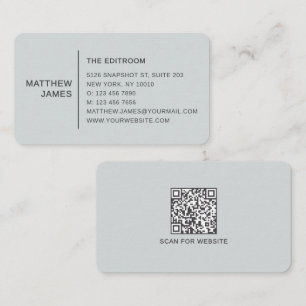 Carte De Visite Code QR Simple Moderne Minimaliste Gris
