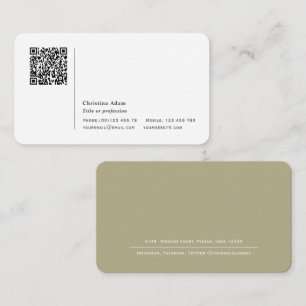 Carte De Visite Code QR Simple moderne Sage Green Professional