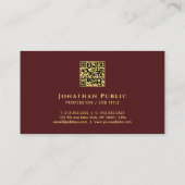 Carte De Visite Code QR simple moderne scannable Faux Gold Texte (Dos)