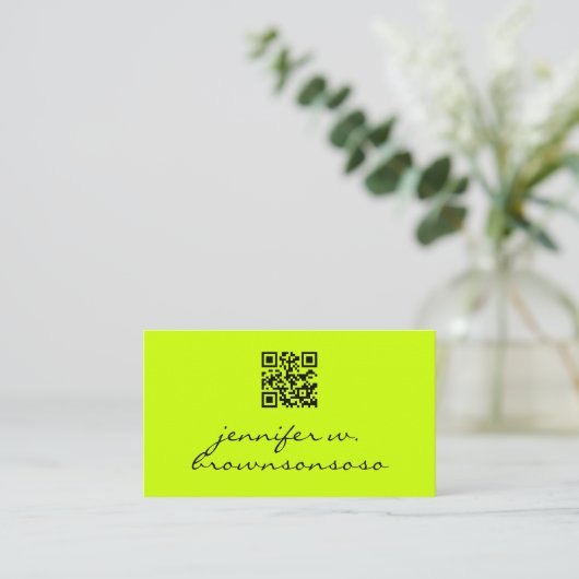 Carte De Visite Code qr simple néon vert (Debout devant)