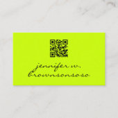 Carte De Visite Code qr simple néon vert (Devant)