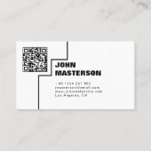 Carte De Visite Code QR Simple Noir & Blanc Agent Immobilier (Dos)