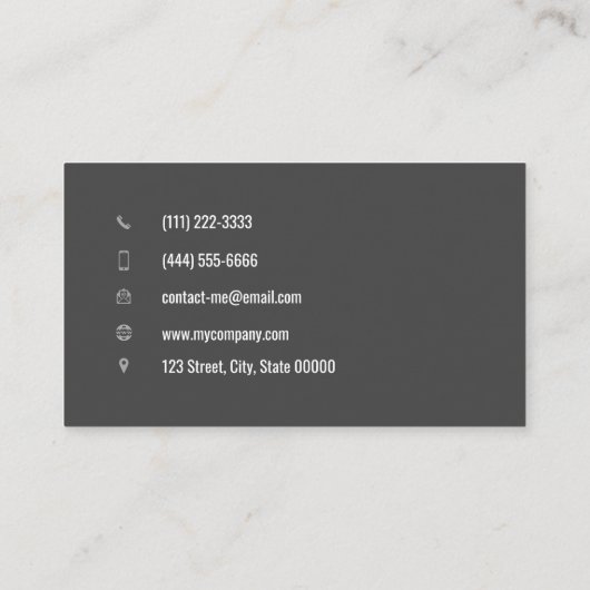 Carte De Visite Code QR simple personnalisable foncé (Dos)