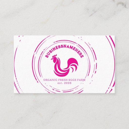Carte De Visite Code QR Simple Poulet Blanc Rose (Devant)