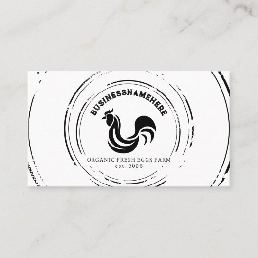 Carte De Visite Code QR simple poulet noir blanc (Devant)