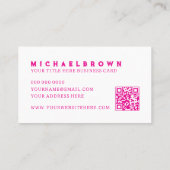 Carte De Visite Code QR Simple Poulet Rose Blanc (Dos)
