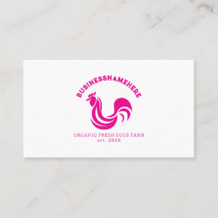 Carte De Visite Code QR Simple Poulet Rose Blanc