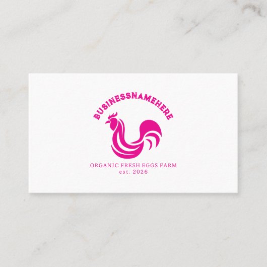 Carte De Visite Code QR Simple Poulet Rose Blanc (Devant)