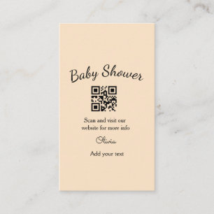 Carte De Visite Code QR simple pour baby shower avec nom et texte