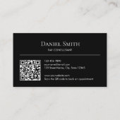 Carte De Visite Code QR simple professionnel noir et blanc avec in (Dos)