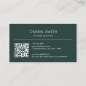 Carte De Visite Code QR simple professionnel vert foncé avec initi (Dos)