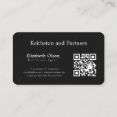 Carte De Visite Code QR simple promotionnel pour agent immobilier (Dos)