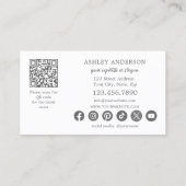 Carte De Visite Code QR Simple Réseaux Sociaux Charbon (Dos)