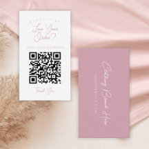 Code QR simple rose pâle avec écriture manuscrite